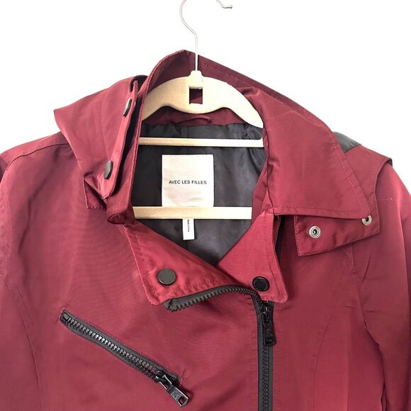 AVEC LES FILLES Moto Water Resistant Long Jacket Maroon *NO BELT* XS - Picture 4 of 5